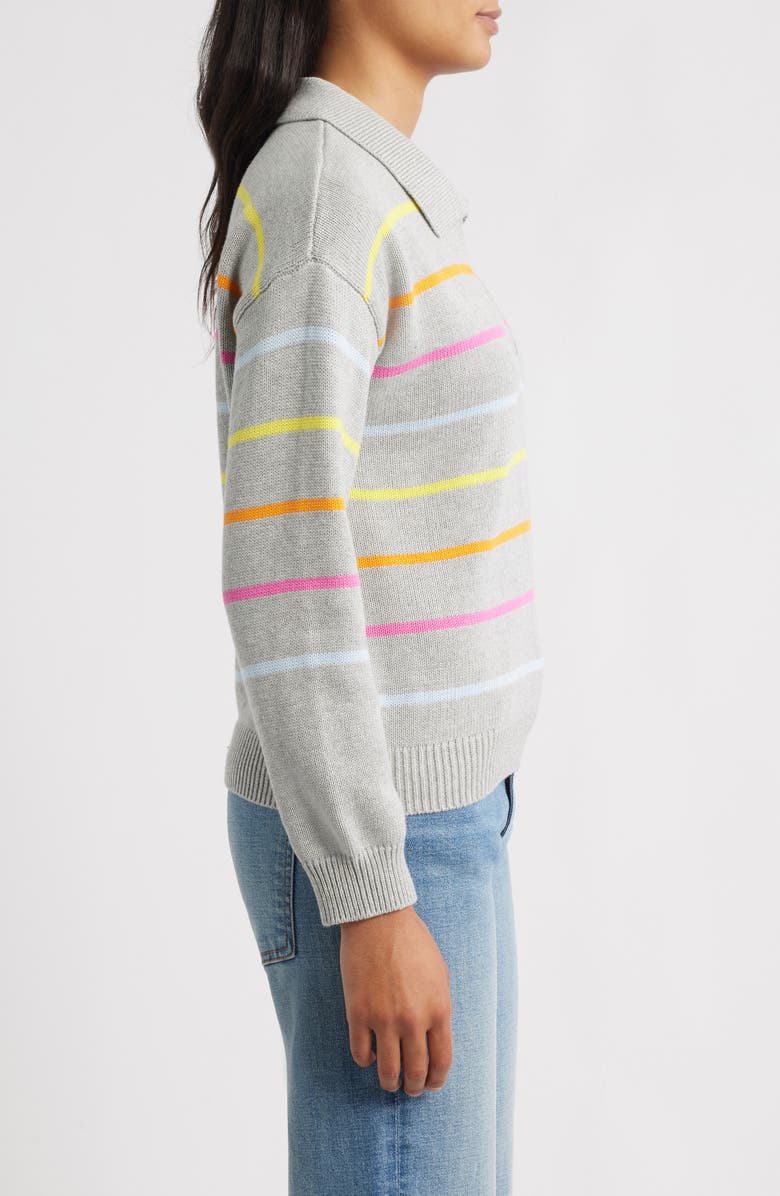 Hatley Stripe Johnny Collar Sweater, Alternate, color, Grey