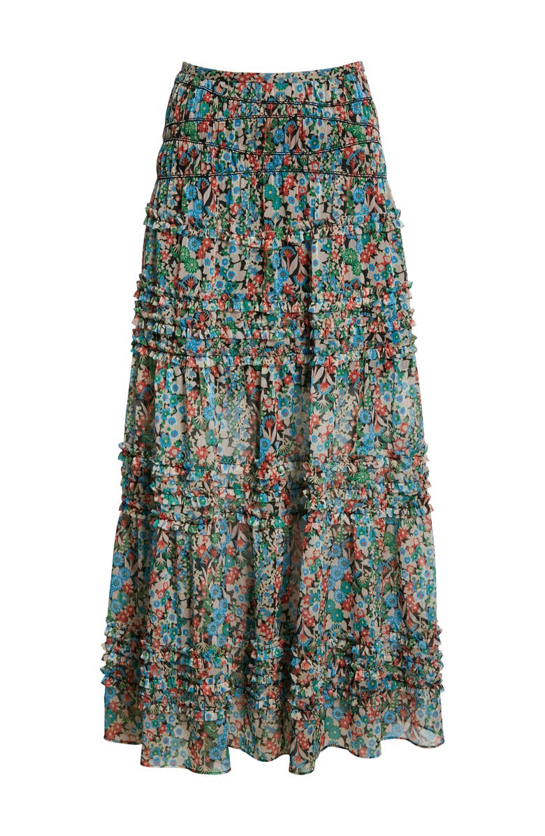 Ted Baker London Amadea Floral Tiered Ruffle Maxi Skirt, Alternate, color, 