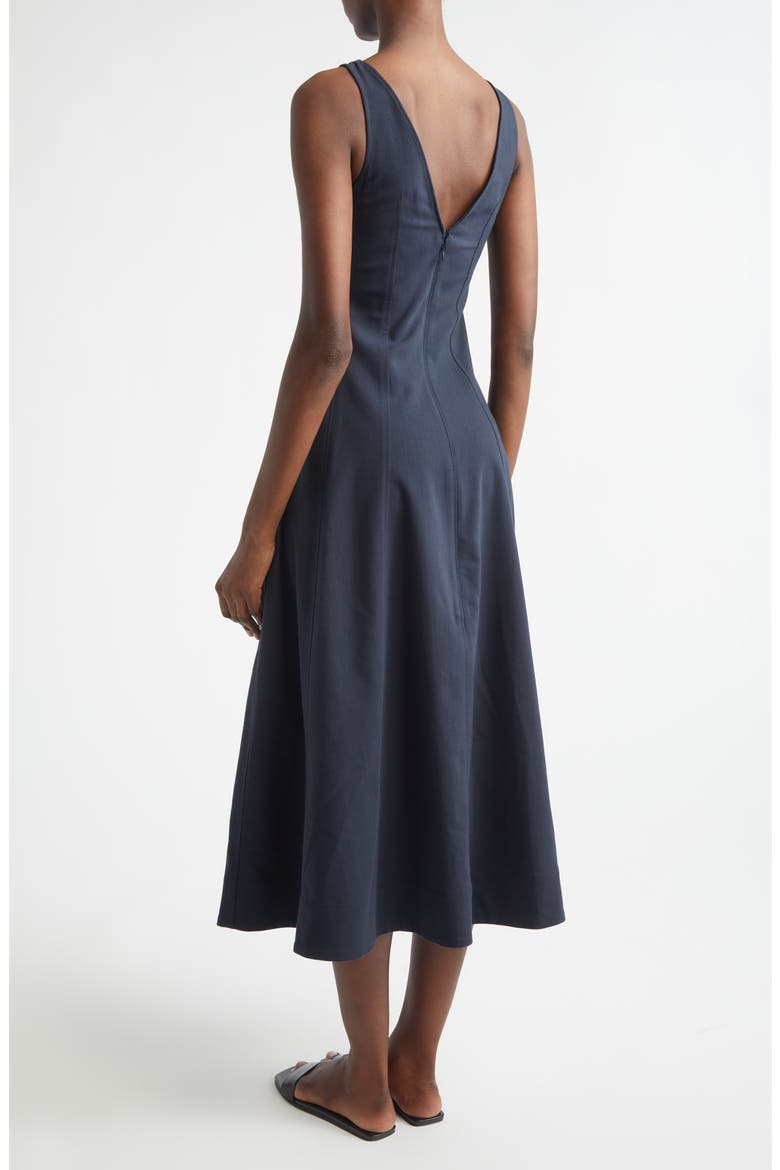 Clara Deep V-Neck Cotton Blend Dress, Alternate, color, NIGHT BLUE