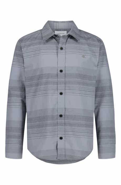 Calvin Klein Kids' Stripe Long Sleeve Button-Up Shirt