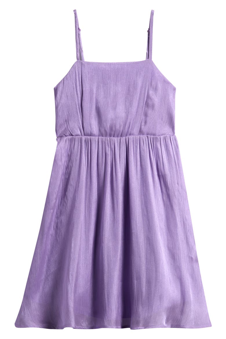 Kids' Shimmer Crinkle Babydoll Party Dress, Main, color, IRIS