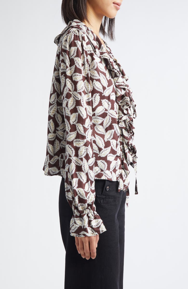 Bode Paper Birch Print Tie Front Top, Alternate, color, Brown White