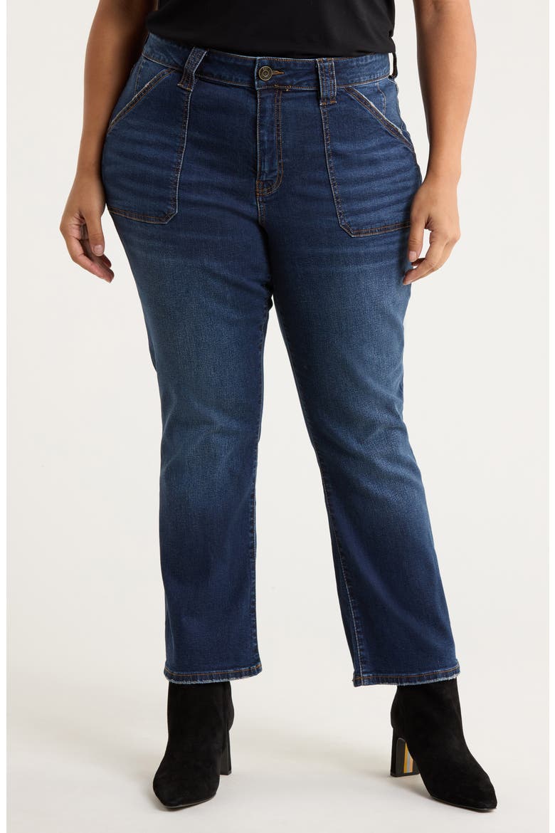 Nikki High Waist Crop Kick Flare Jeans, Main, color, KAFFIR LILY
