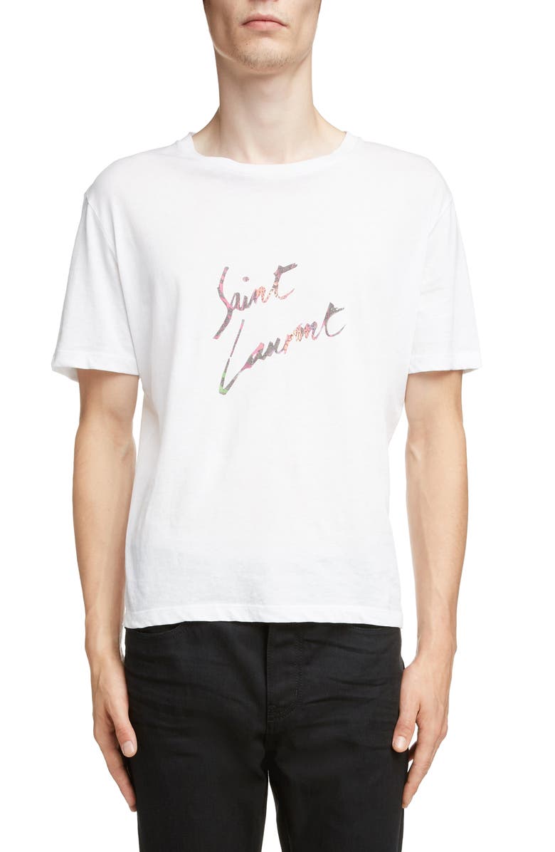 Saint Laurent Logo T-Shirt, Main, color, 