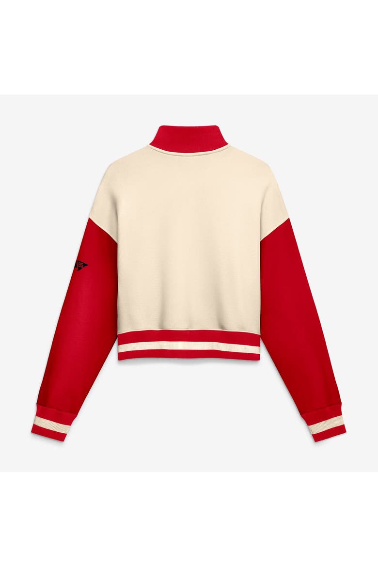 Women's Nike Natural/Red Georgia Bulldogs Oversized Legacy Color Block Cropped Quarter-Zip Pullover, Alternate, color, Natural