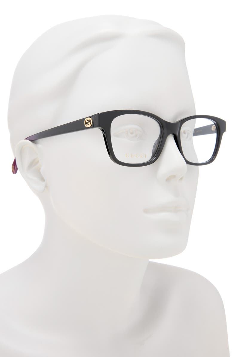 Gucci 49mm Square Optical Glasses, Alternate, color, Black