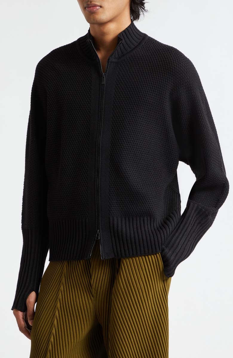 Homme Plissé Issey Miyake Rustic Knit Zip Cardigan | Nordstrom