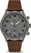 Vincero The Altitude Chronograph Leather Strap Watch, 43mm