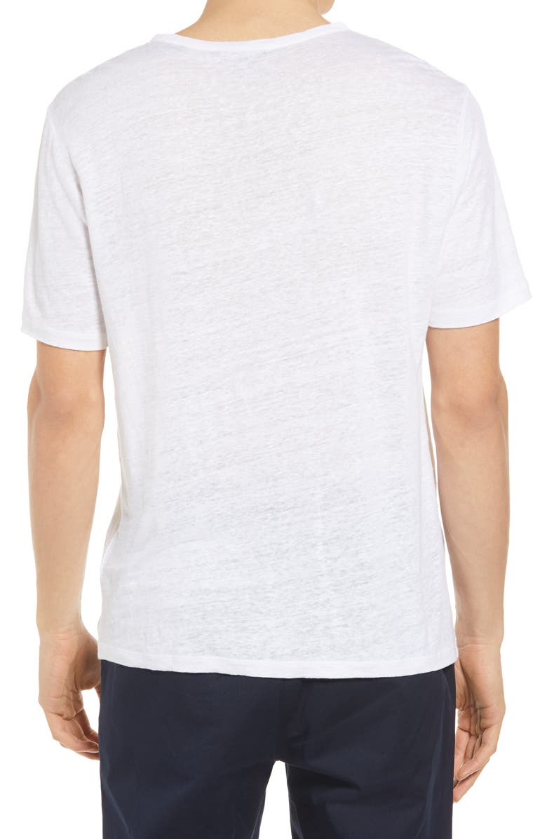 Vince Crewneck Linen T-Shirt, Alternate, color, Optic White