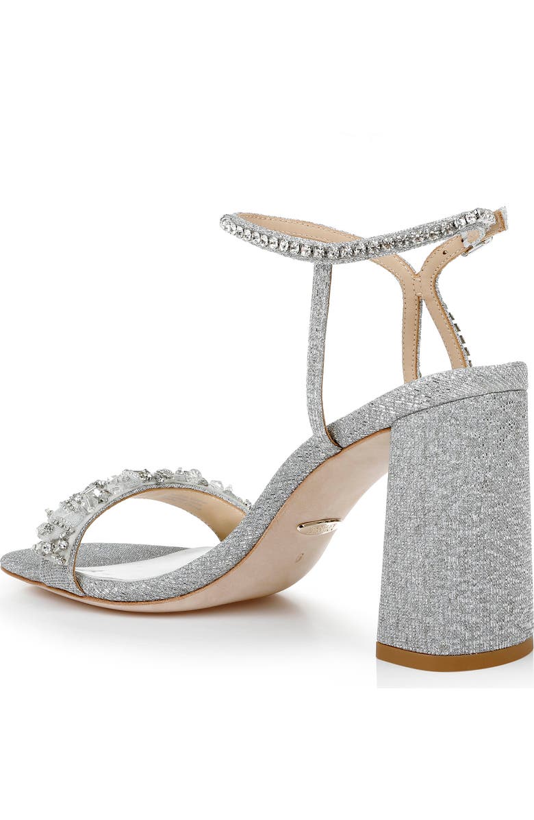 BADGLEY MISCHKA Tanisha Crystal Ankle Strap Sandal, Alternate, color, Silv Textl