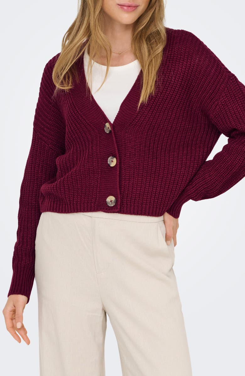 Only Carol Crop Cardigan, Main, color, Cabernet