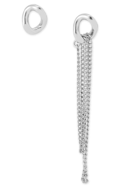 Allsaints Mismatch Stud & Chain Drop Earrings In Silver