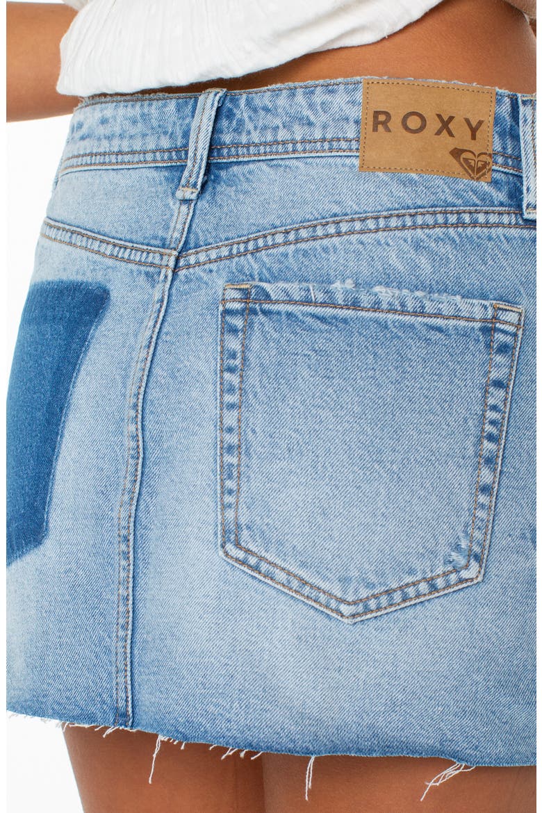 Golden Horizon Raw Edge Denim Miniskirt, Alternate, color, WASH ASHORE