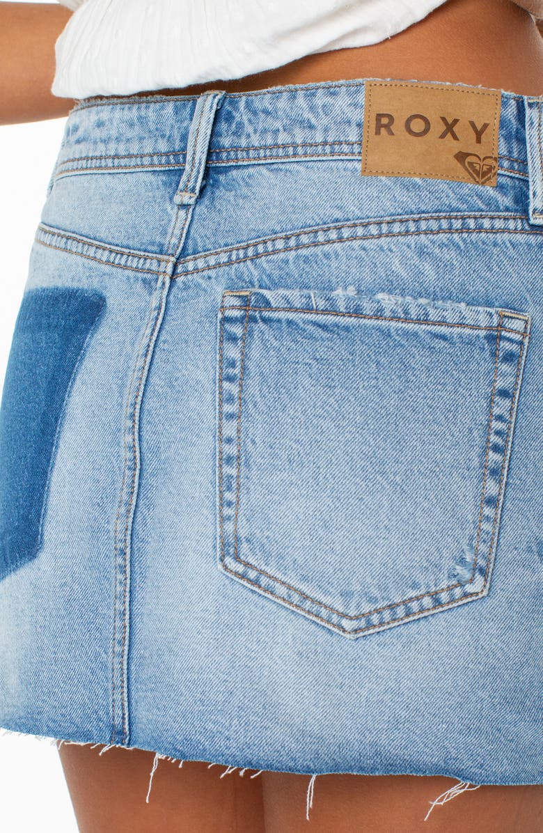 Roxy Golden Horizon Raw Edge Denim Miniskirt, Alternate, color, Wash Ashore