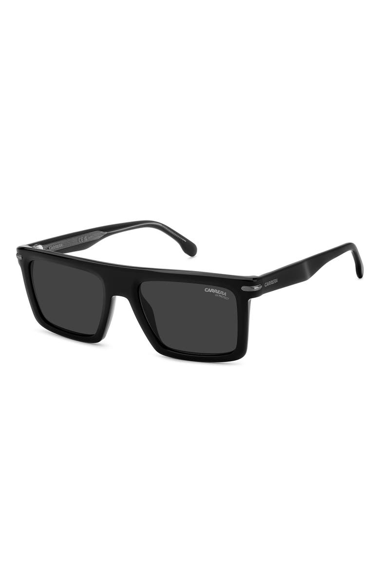 Carrera Eyewear 54mm Rectangular Flat Top Sunglasses, Alternate, color, Black Dark Ruthenium/ Grey