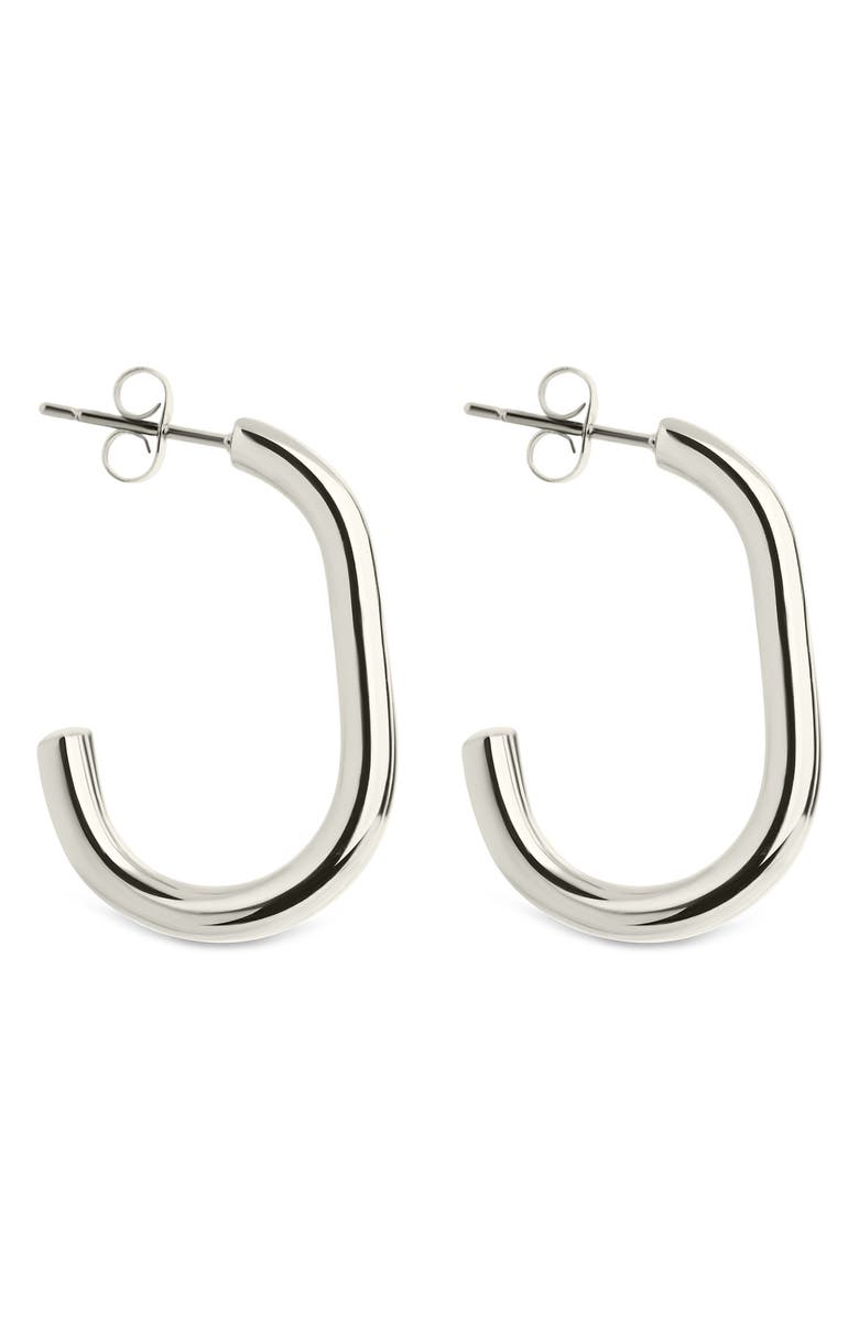 Sterling Forever Vienna Double Prong Hoop Earrings, Alternate, color,