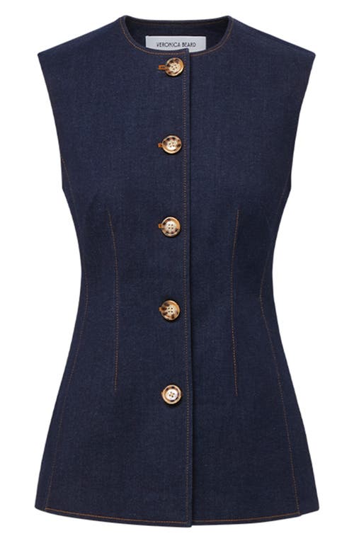 Veronica Beard Jessup Denim Vest In Dark Oxford In Dark Oxford