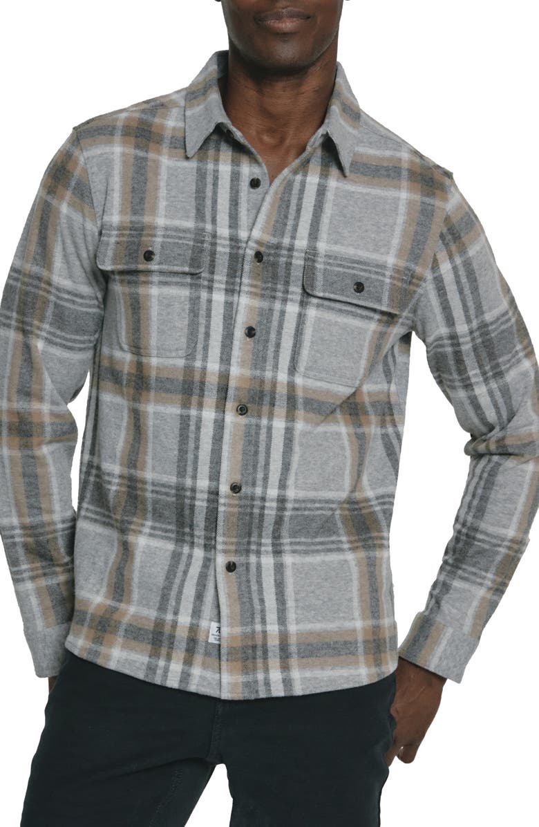 7 Diamonds Generation Plaid Stretch Flannel Button-Up Overshirt, Main, color, 