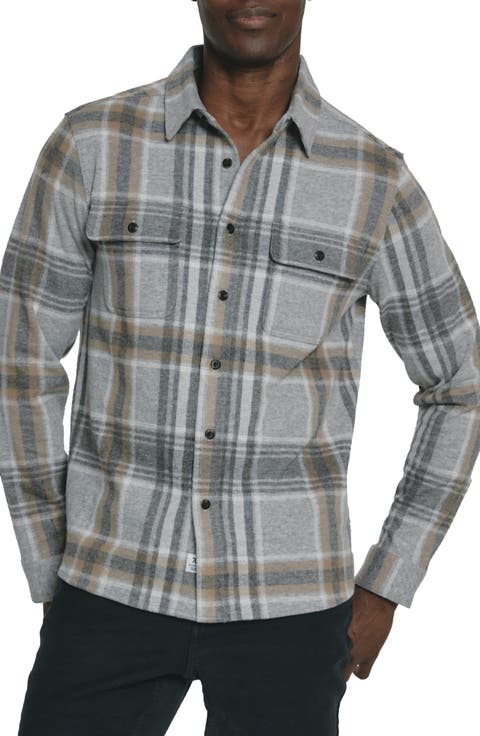 Generation Plaid Stretch Flannel Button-Up Overshirt