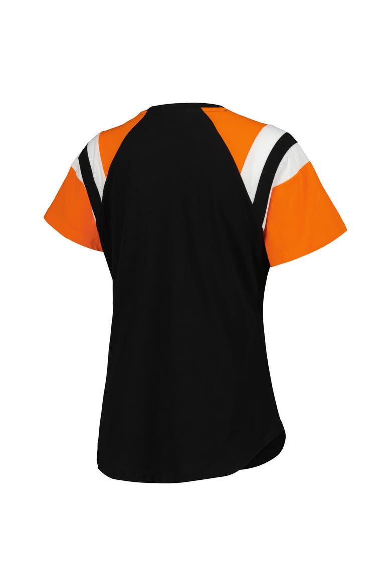 Women's Starter Black/Orange Martin Truex Jr Game On V-Neck T-Shirt, Alternate, color, Black