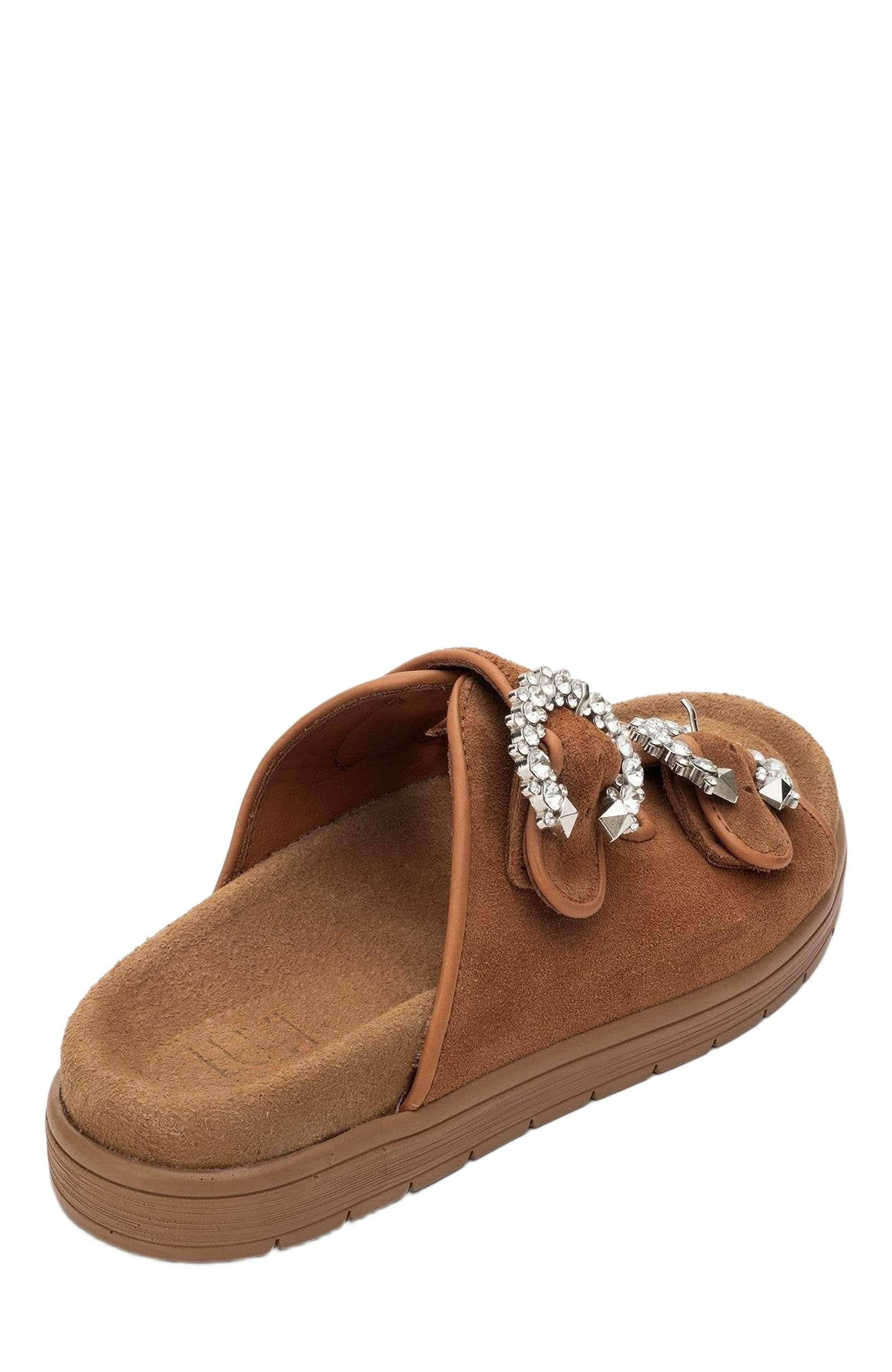 Forever & Always Shoes Morelia Suede Leather Slide Sandal, Alternate, color, Cognac Brown Suede Leather