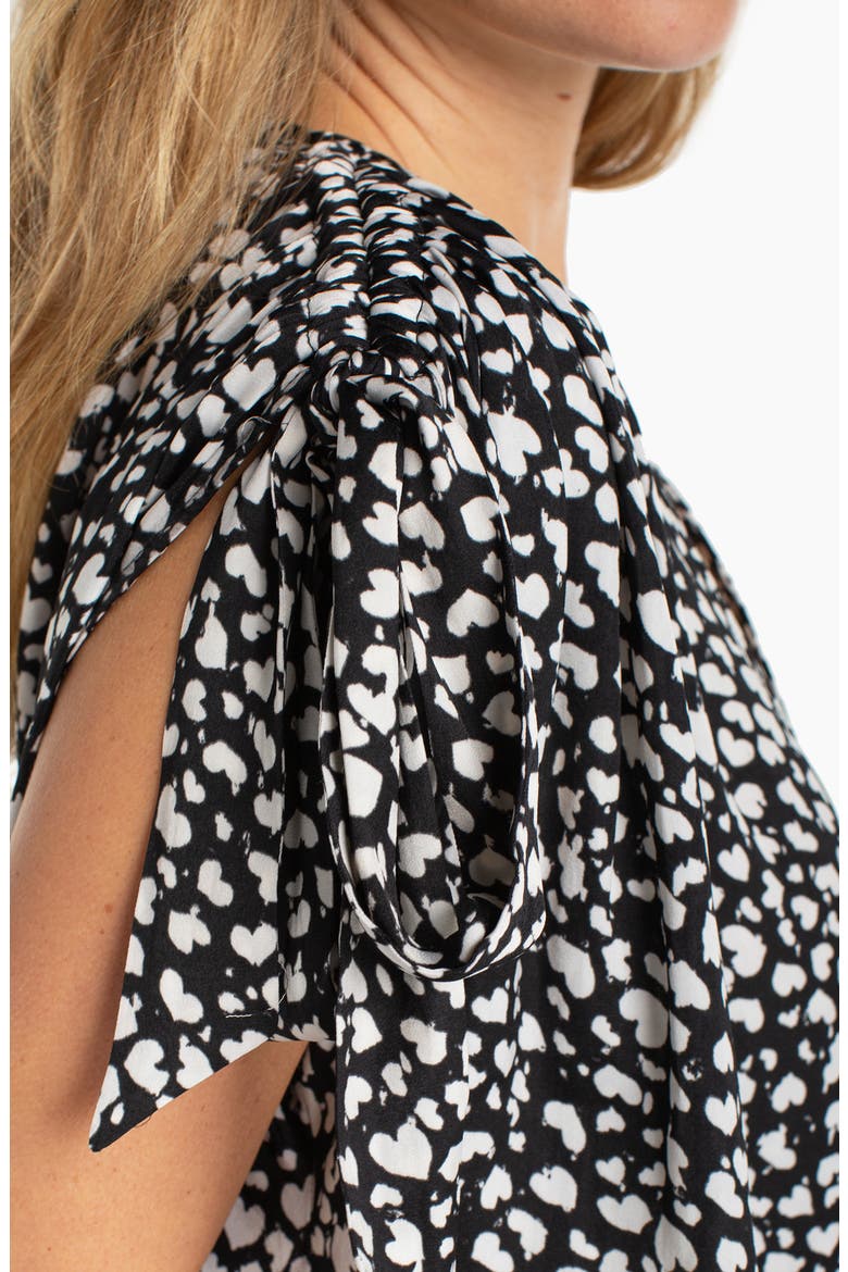 Print Tie Sleeve Top, Alternate, color, BLACK/ CREAM HEARTS