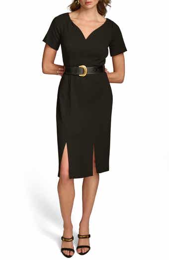 Belted Stretch Sheath Dress