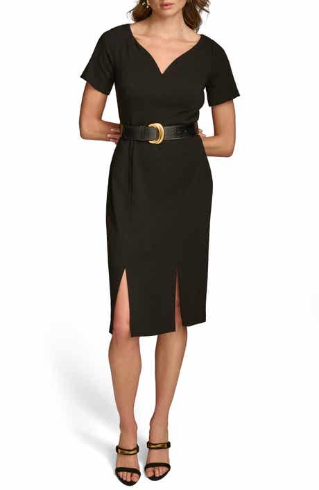 Belted Stretch Sheath Dress