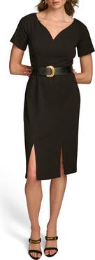 Donna Karan New York Belted Stretch Sheath Dress