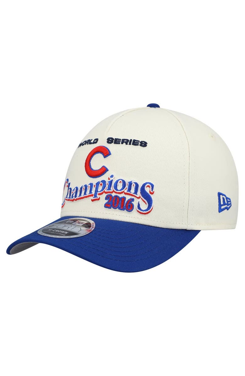 New Era Men
s New Era Cream/Royal Chicago Cubs World Series 9FORTY M-Crown Adjustable Hat, Alternate, color, Cream