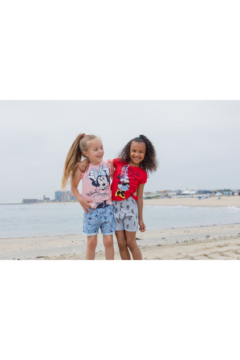 Minnie Mouse 2-Piece Graphic T-Shirt and Shorts Set, Alternate, color, Minnie Red Stripe