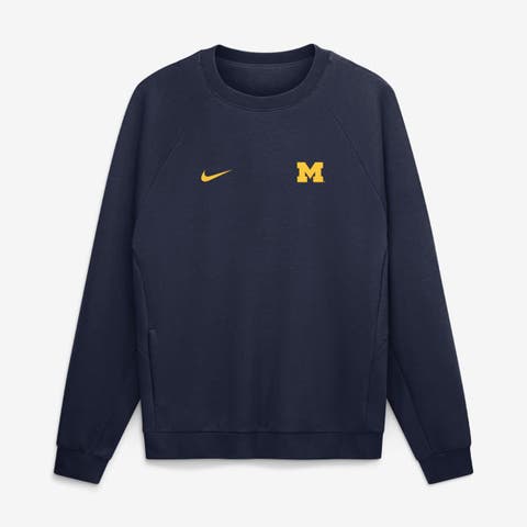 Men's Nike Navy Michigan Wolverines Premium Performance Raglan Dri-FIT Sweatshirt
