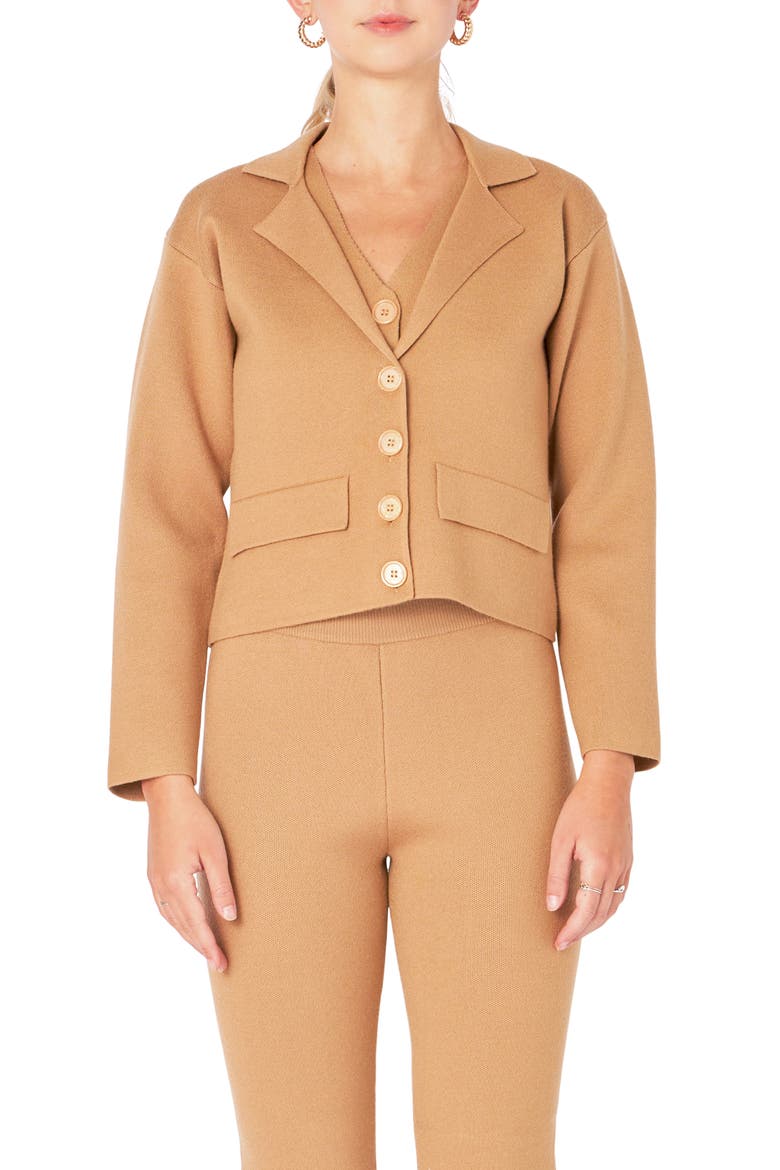 Sweater Blazer, Main, color, CAMEL
