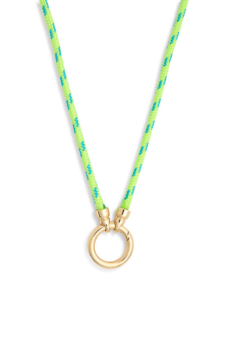 Charm Holder Braided Cord Necklace, Alternate, color, NEON GREEN- GOLD