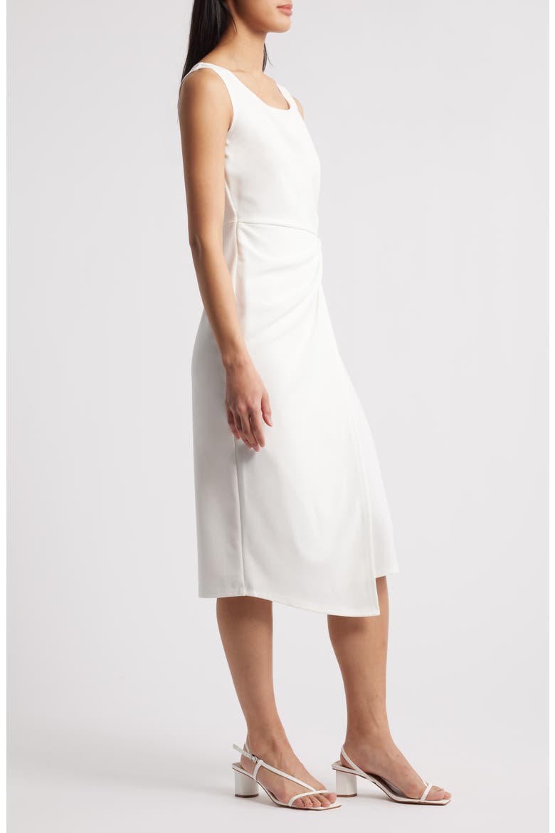 Side Knot Sleeveless Sheath Midi Dress, Alternate, color, IVORY