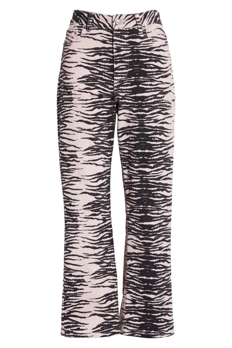 Betzy Tiger Stripe Kick Flare Stretch Organic Cotton Jeans, Alternate, color, TIGER STRIPE LIGHT LILAC