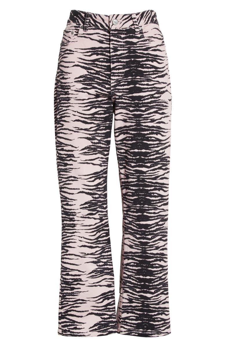 Ganni Betzy Tiger Stripe Kick Flare Stretch Organic Cotton Jeans, Alternate, color,