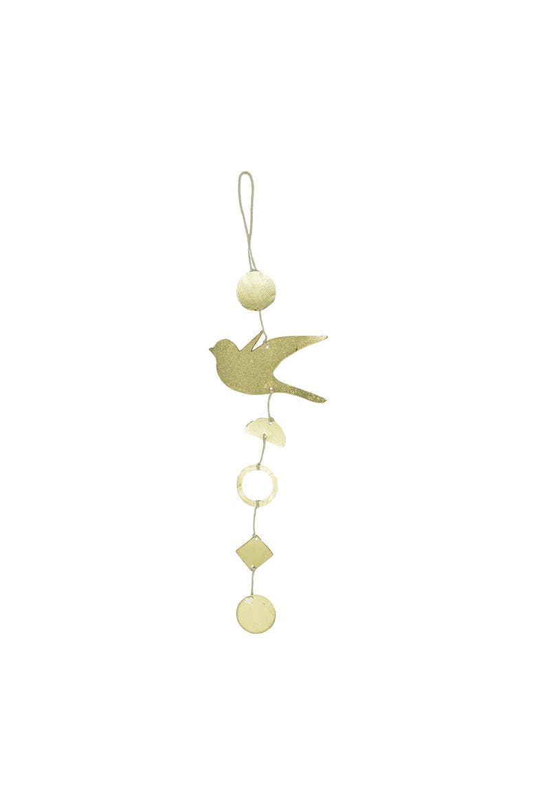 Faye Metal Bird Mirror Hanging Accent, Main, color, White