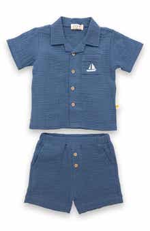 JOY JUST ORGANIC YOU Organic Cotton Gauze Camp Shirt & Shorts Set