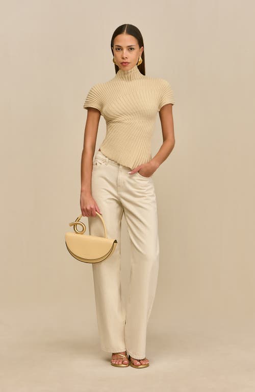 Cult Gaia Annemie Cotton Asymmetric Funnel Neck Knit Top In Neutral