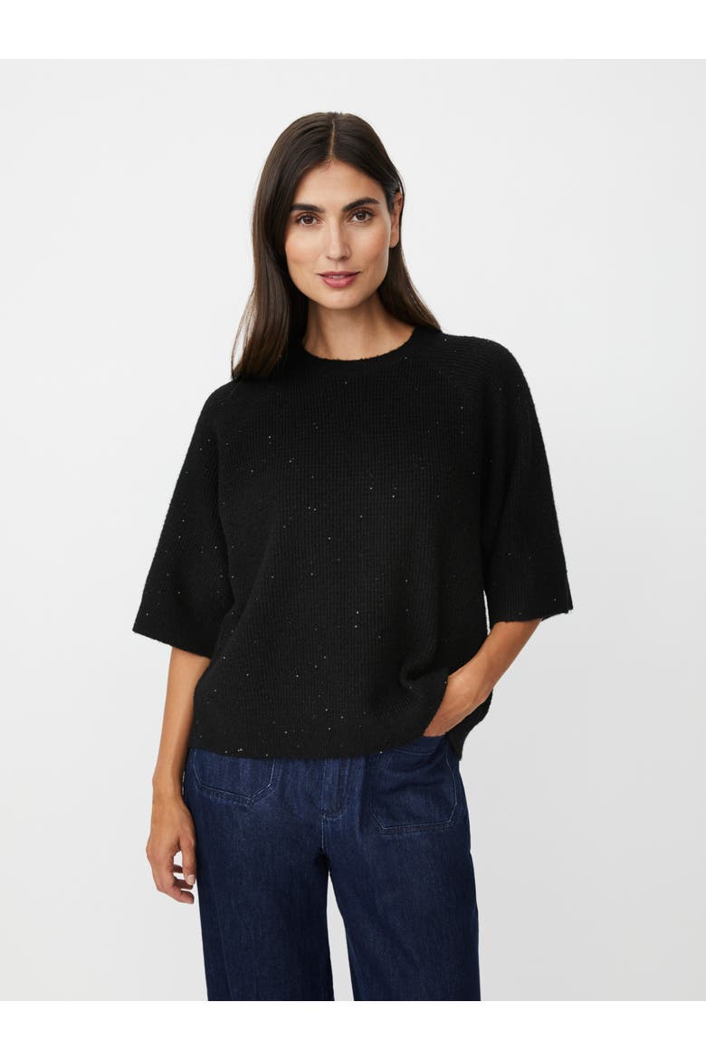 MaFarinna Shimmer Short Sleeve Jumper, Main, color, Black