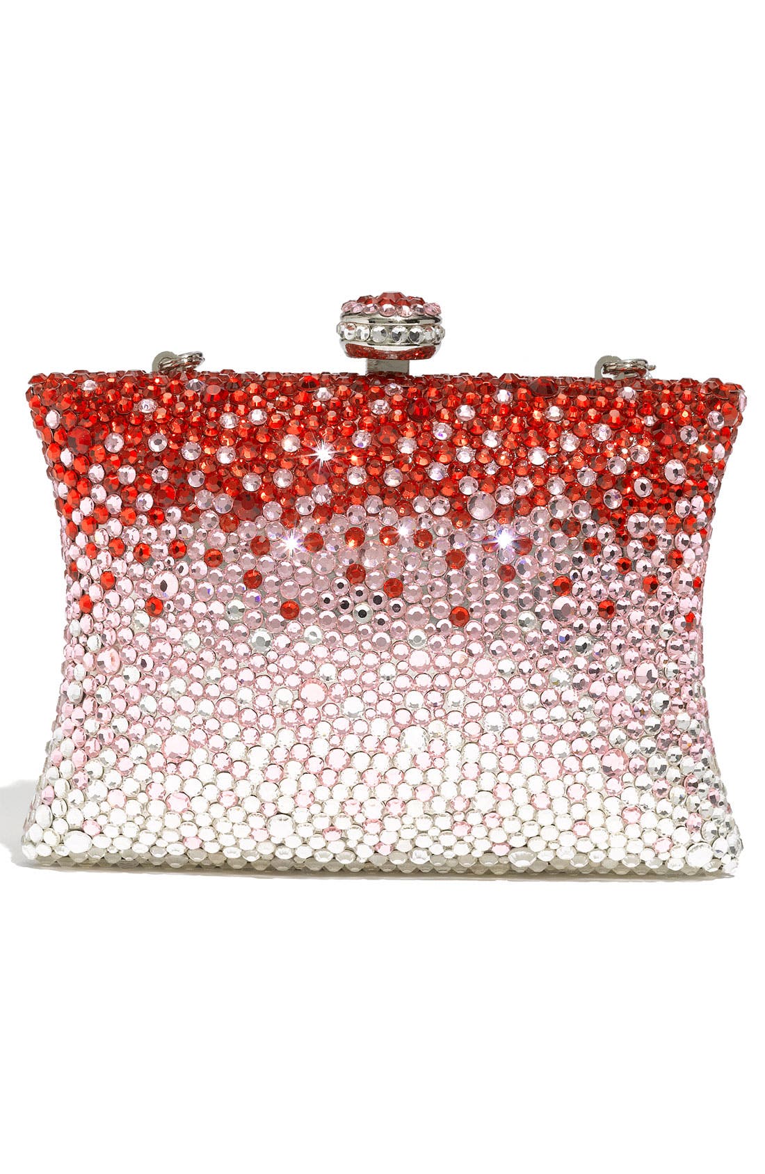 Natasha Couture Rhinestone Clutch, Alternate, color, RED/ PINK