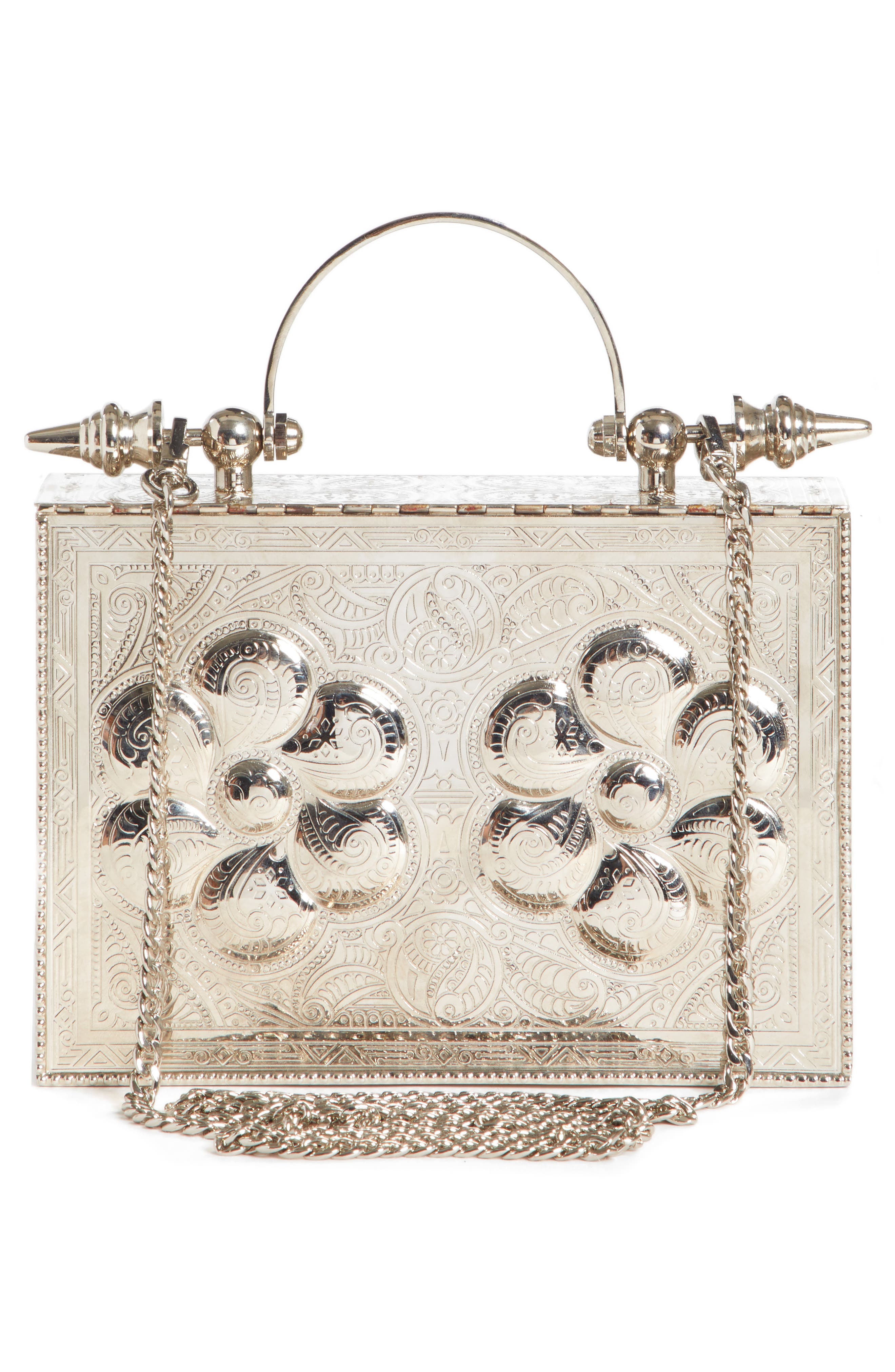 Okhtein Square Palmette Flower Minaudiere, Alternate, color, 