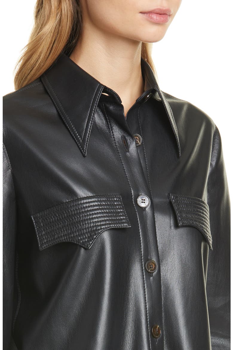 Elpi Vegan Leather Shirt, Alternate, color, BLACK