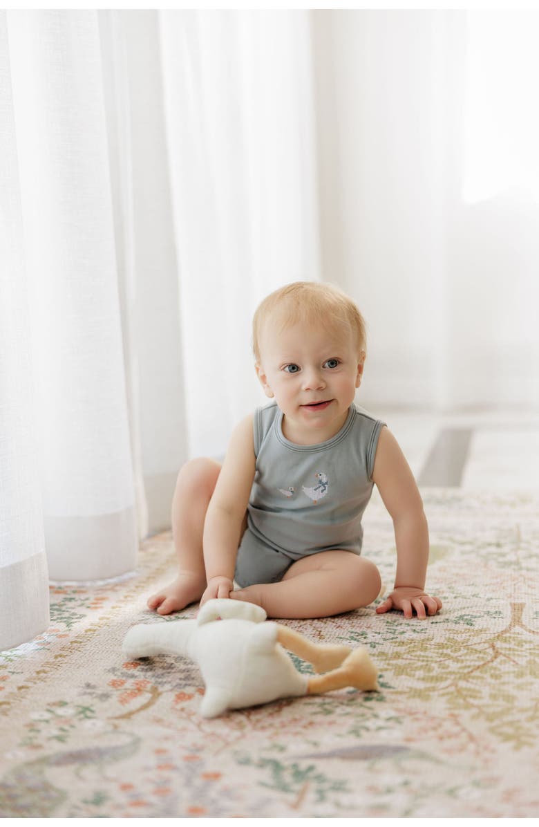 Ely's & Co. Cross Stitch Duckling Collection - Romper for Boys, Alternate, color, Blue