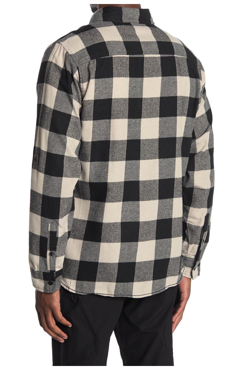 BURNSIDE Plaid Flannel Shirt, Alternate, color, Ecru Black