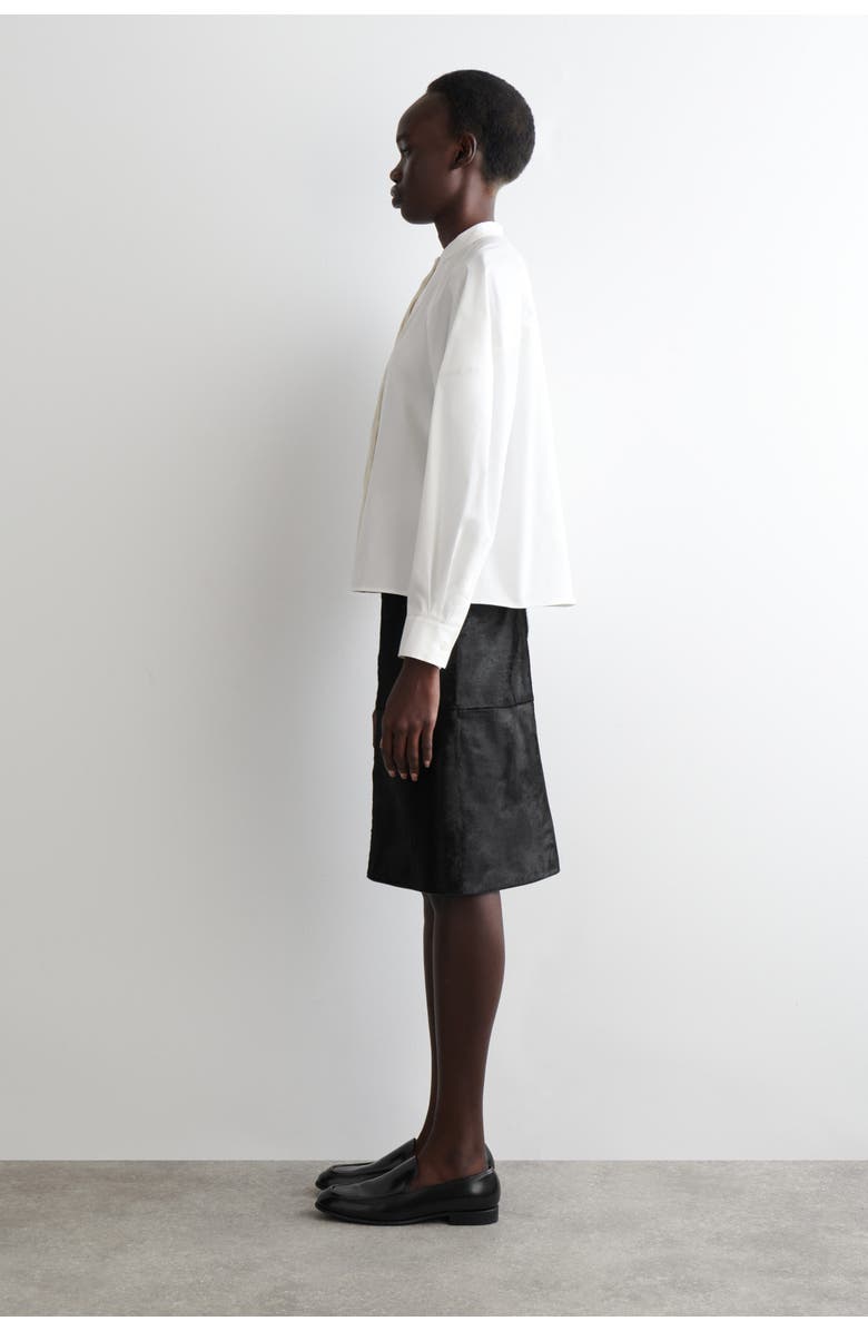 COS Collarless Cotton Shirt, Alternate, color, White