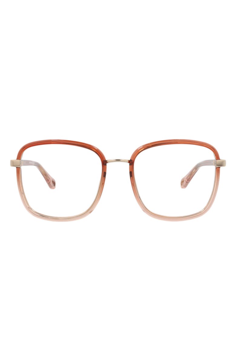 Chloé 50mm Square Optical Glasses, Main, color, Orange Orange Transparent