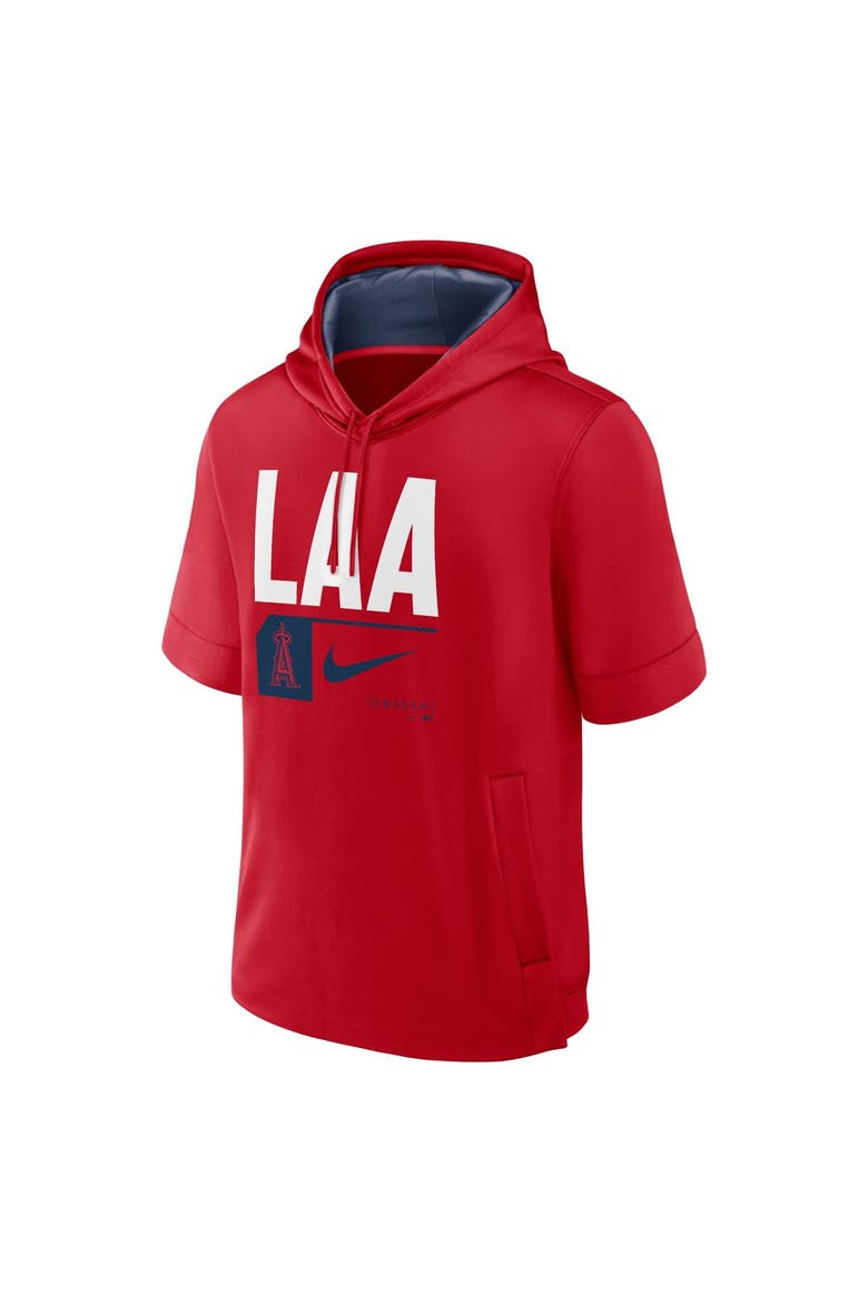 Men's Nike Red Los Angeles Angels Tri Code Lockup Short Sleeve Pullover Hoodie, Alternate, color, Red