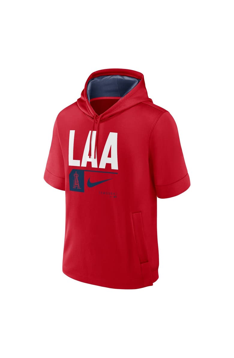 Nike Men's Nike Red Los Angeles Angels Tri Code Lockup Short Sleeve Pullover Hoodie, Alternate, color, Red